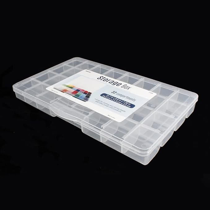 32 Grids Clear Plastic Organizer Box, Craft Storage Container for Beads Organizer, Art DIY, Crafts Jewelry Storage, Fishing Tackles, Rock Collection, 1 Pack