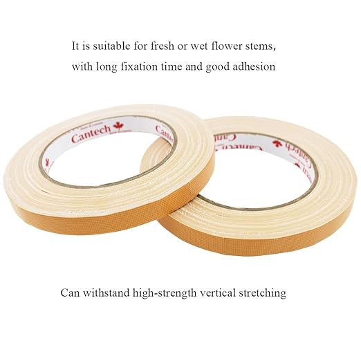 HAHIYO Light Brown 0.5Inch Wide Floral Tape, Waterproof Florist Tape Flower Wrap Adhesive Waterproof Decorative Tape for Bouquet Stem Wrapping Flower Arranging Floral Craft, 2Rolls 200Feet/66Yard