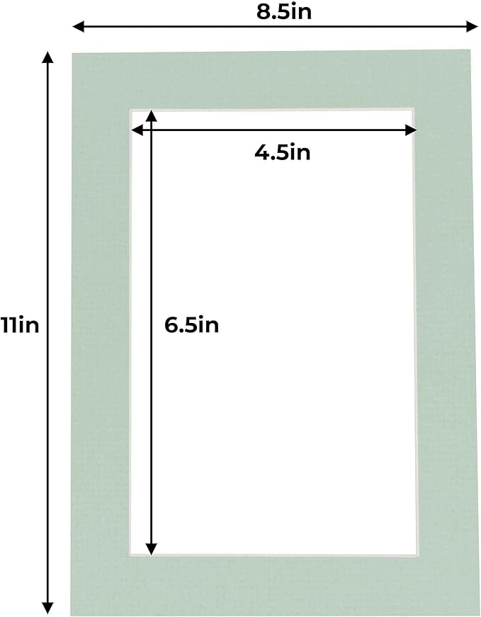 5x7 Mat for 8.5x11 Frame - Precut Mat Board Acid-Free Show Kit with Backing Board, and Clear Bags Honeydew Green 5x7 Photo Matte Made to Fit a 8.5x11 Picture Frame Matboard for Framing, Pack of 1 Mat