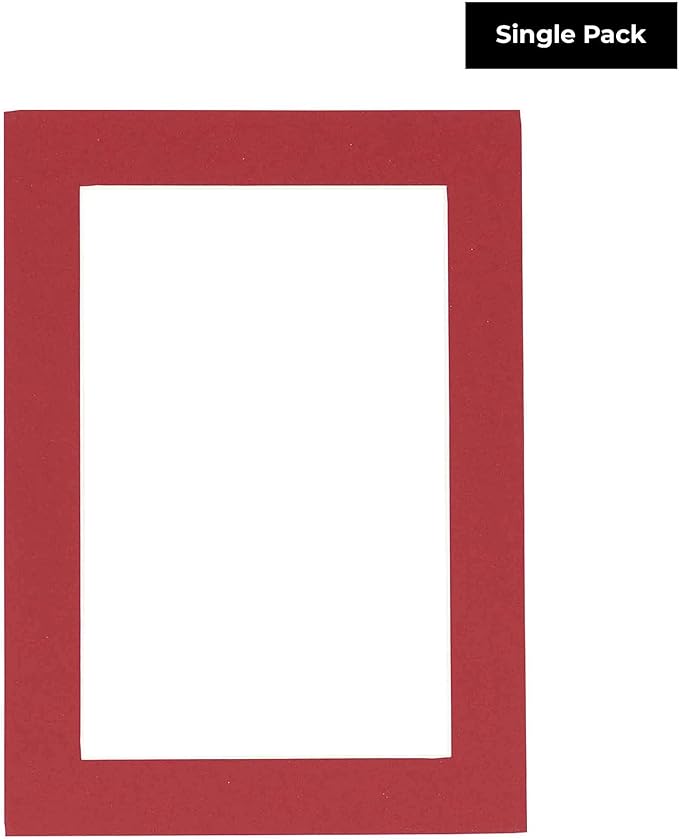 5x7 Mat for 8.5x11 Frame - Precut Mat Board Acid-Free Show Kit with Backing Board, and Clear Bags Deep Red 5x7 Photo Matte Made to Fit a 8.5x11 Picture Frame Matboard for Framing, Pack of 1 Mat