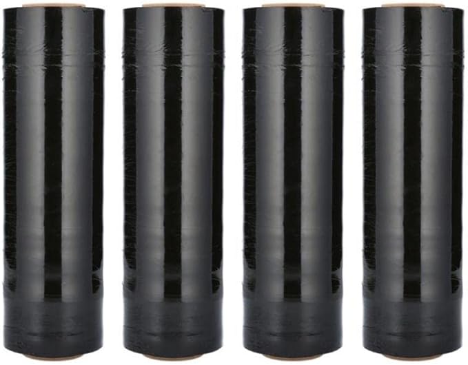 PSBM Black Stretch Wrap, 15 Inch x 1476 Feet, 72 Pack, Tinted Pre-Stretched Shrink Wrap Film for Moving, Packaging, Pallet Wrapping