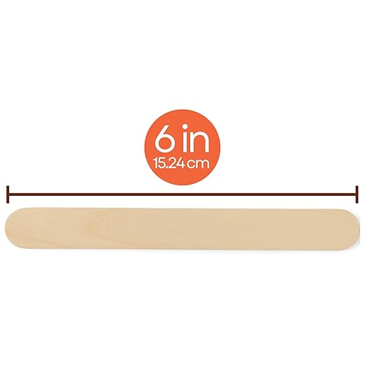 Caring Wood Tongue Depressors, Standard 6 Inch Length, Non-Sterile, High-Quality Wood, Unflavored, Splinter-Free, Versatile for Medical, Beauty, Arts, Crafts, and More - 500 Count Box