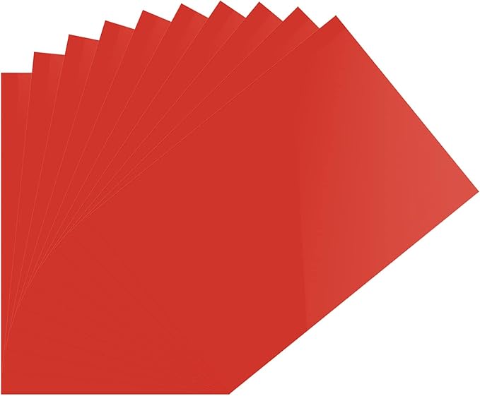 DMiotech 10Pcs Correction Gel Light Filter Overlay Transparent Plastic PVC Sheets Red for Photo，Film,Video