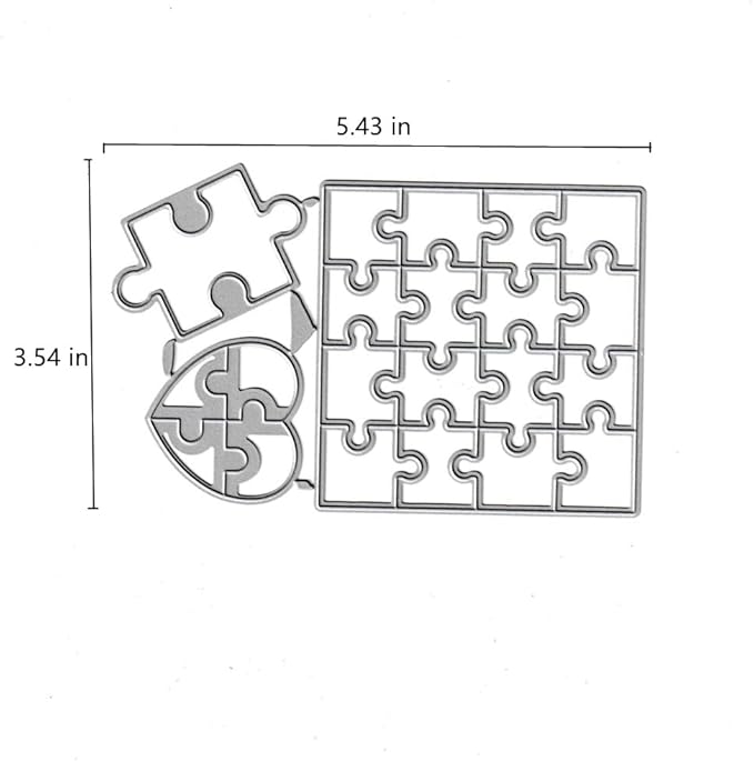 Square Jigsaw Puzzle Cutting Dies,Love Heart Jigsaw Puzzle Die Cuts Metal Embossing Stencils Template Mould for Card Scrapbooking and DIY Craft Album Paper Card Decor