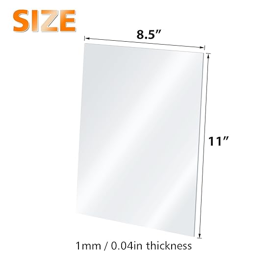 Egofine Plexiglass Sheets Acrylic Sheets 20 Pack of 8.5x11’’ 0.04 Thick Clear Plastic Cast Transparent Plexi Glass for Crafting Projects, Replacement Picture Frame Glass, DIY Display, Easy to Cut