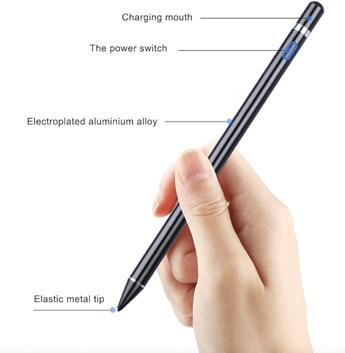 Stylus Pen for iOS Android Touch Screens Pencil Compatible with iPad/iPad Pro/Air/Mini/iPhone/Cellphone/Kindle Tablet Drawing Pencil (Black-1)