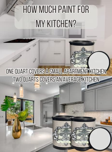 ALL-IN-ONE Paint, Durable cabinet and furniture paint. Built in primer and top coat, no sanding needed. Includes our 30 featured color card - Spruce (gray green with slight blue undertone), Gallon