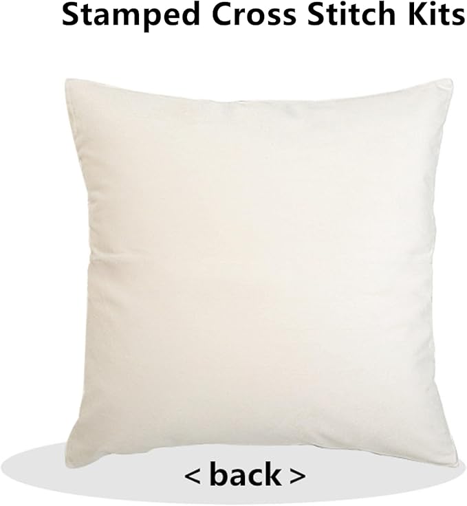 Fanxvivy Stamped Cross Stitch Kits for Adults Beginners Pillow Needlepoint Kit with Embroidery Pattern Needlework Kit Prestamped Stitches Kit 11CT Cross Stitching-Northern Lights Bear 18x18 inch