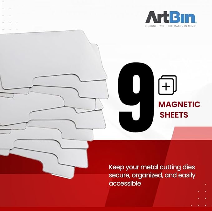 ArtBin 6979AA Magnetic Die Sheet Set 9-Pack, Die Organizers, Magnetic Organizer Sheets, 3 Sheets [2-Pack], White