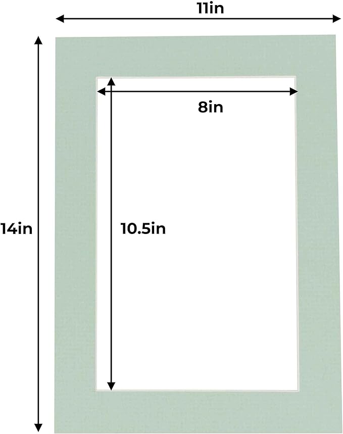 11x14 Mat for 8.5x11 Photo - Precut Honeydew Green Picture Matboard for Frames Measuring 11 x 14 Inches - Bevel Cut Matte to Display Art Measuring 8.5 x 11 Inches - Acid Free Pack of 100 MATS