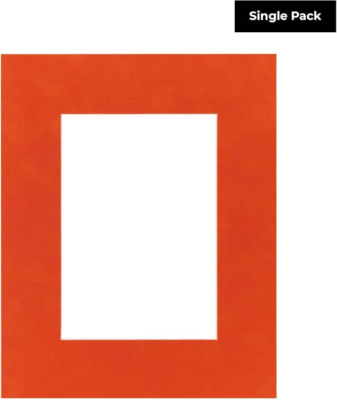 8x10 Mat Bevel Cut for 5.5x8.5 Photos - Acid Free Orange Suede Precut Matboard - For Pictures, Photos, Framing - 4-ply Thickness