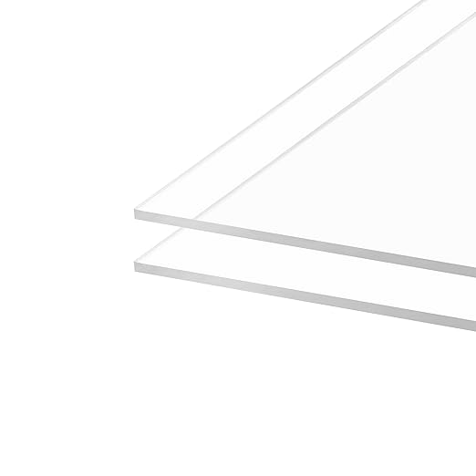 Clear Acrylic Sheet 8" x 12" Cast Plexiglass Panel 1/8" Thick (3mm) Transparent Plastic Board for Sign, Craft, Display Projects, Laser Cutting, Engraving, Pack of 2