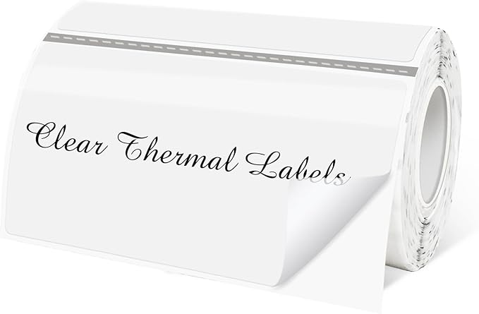 2" x 4" Transparent Thermal Label Stickers,Waterproof Thermal Printer Sticker Labels for Gift Wrapping, Self-Adhesive Name Price Tag DIY Custom Logo Design (250 pcs,Clear)