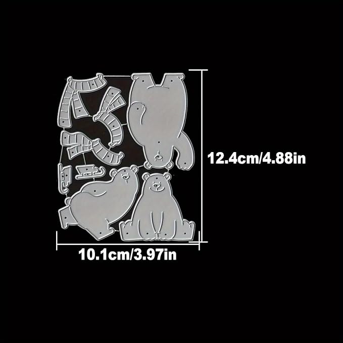 Lapoo Festivals Metal Cutting Die for Scrapbooking - Durable, Cut Stencils for DIY Scrapbook Photo Album Decorative Paper Card, Card Making Supplies, Embossing (Three Polar Bears 4.9 x 4 in)