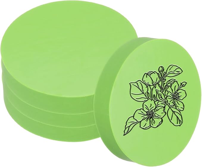 PATIKIL 4Pcs 2" Rubber Carving Blocks, Soft Linoleum Art Carving Block Round Crafts Stamp Making for Printmaking Stamps Carving Supplies, Green