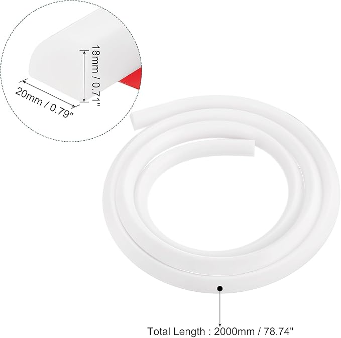 uxcell Flexible Molding Trim, 79 Inch Flexible Quarter Round Molding Silicone Peel and Stick Trim Self Adhesive Shower Water Barrier for Corner Decor Bathroom Kitchen, White