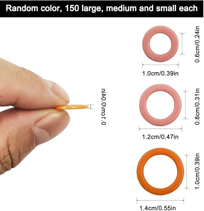 450 pcs Knitting Stitch Marker, findTop Braided Auxiliary Marking Ring, Plastic Ring Color Plastic Ring (Large/Medium/Small), Marking for Sewing Fabrics (Random Color)