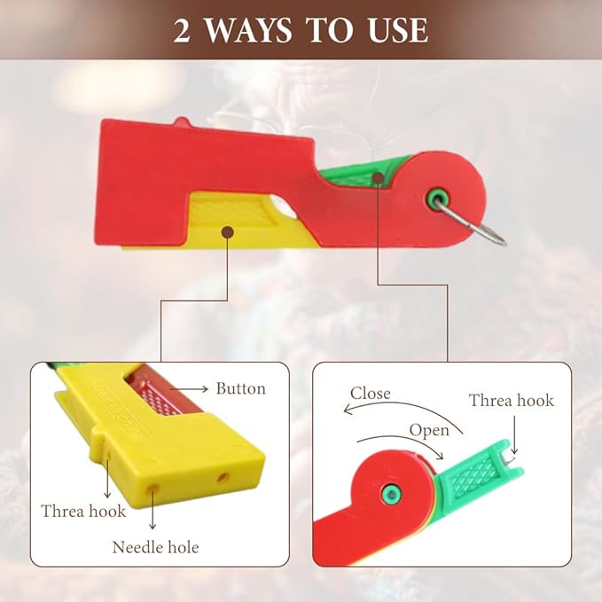 Automatic Needle Threader,2024 New Plastic Needle Threaders,Used to Quickly Thread The Thread Into The Needle Hole, Suitable for The Elderly and Those Who Like to Do Needlework(Random Color) (3 PCS)