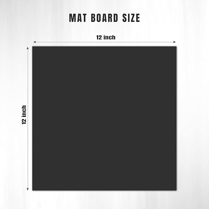 AUEAR, 15 Pack 12x12 Uncut Matte Boards Black Photo Mat Board Great for Picture Framing, Print, Artwork