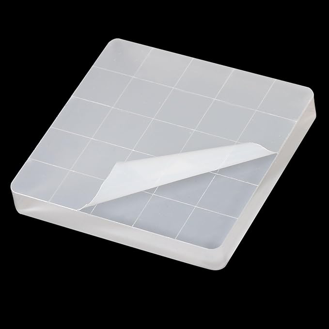 PATIKIL 2" x 2" Acrylic Stamp Block, 2 Pack Clear Stamping Block with Grid Lines Decorative Mounting Blocks Square for Scrapbooking DIY Crafts Card Making