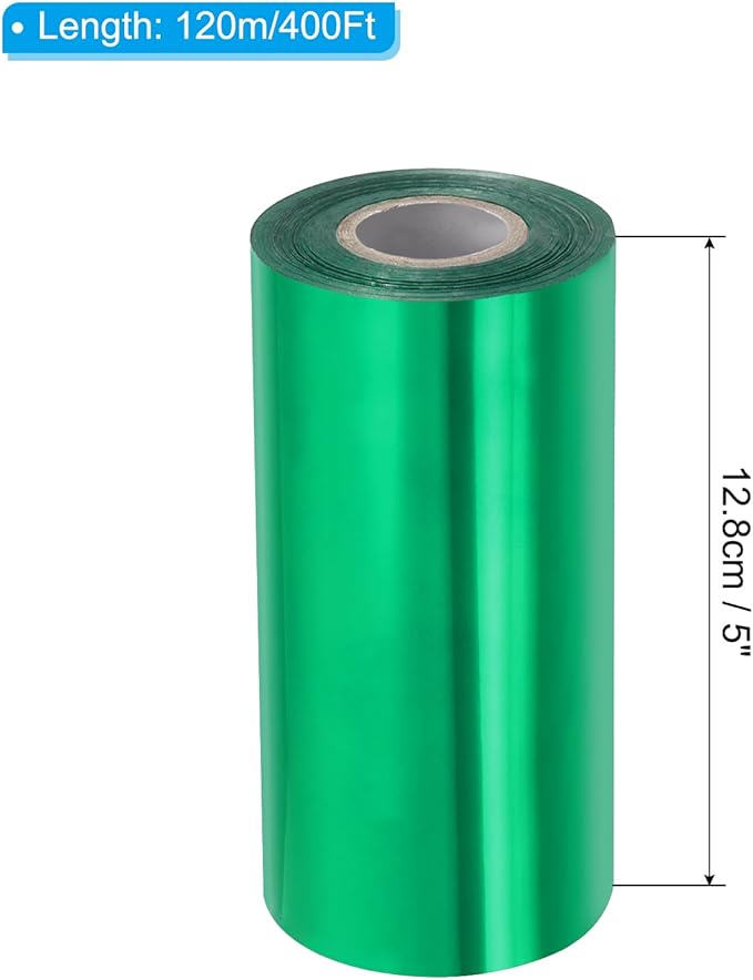 PATIKIL 5"x400Ft Hot Stamping Foil Paper, Heat Transfer Hot Stamping Paper Foil Roll for Leather DIY Logo Decor Craft Gift Package Scrapbook Card, Green