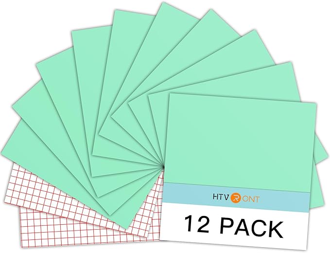 HTVRONT Mint Permanent Vinyl for Cutting Machine,12 Pack Permanent Bundle,10 Mint Vinyl Sheets 12" x 12" & 2 Transfer Tape Sheets for Party Decoration, Sticker, Craft Cutter, Car Decal (Glossy)