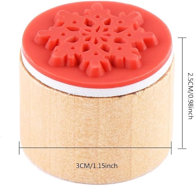 DECORA 6 Pieces Snowflake Floral Wooden Rubber Stamps for Card Making Scrapbooking and Crafts