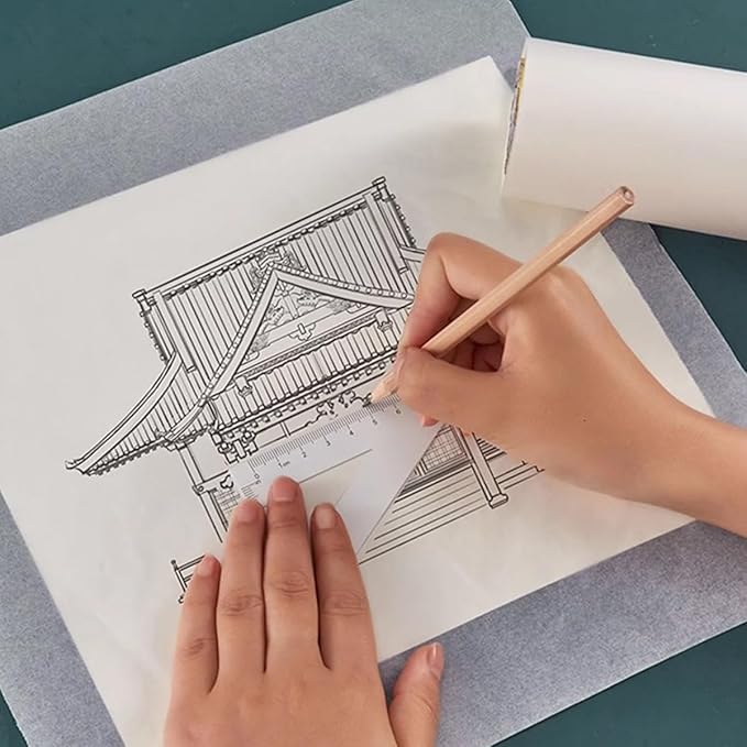 TIMESETL Tracing Paper Roll 14.7in x 55yd Trace Paper White Tracing Paper for Drawing Translucent Trace Paper Roll for Sewing Pattern Paper for Trace, Drawing, Sketch, Craft