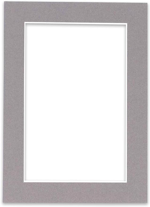 8x10 Mat Bevel Cut for 5.5x8.5 Photos - Acid Free Charcoal Grey Precut Matboard With Backing Board and Crystal Clear, Self Seal Photo Mat Bag - For Pictures, Photos, Framing - 4-ply Thickness
