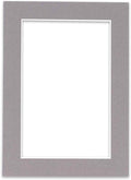 8x10 Mat Bevel Cut for 5.5x8.5 Photos - Acid Free Charcoal Grey Precut Matboard With Backing Board and Crystal Clear, Self Seal Photo Mat Bag - For Pictures, Photos, Framing - 4-ply Thickness
