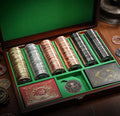 PIRATEGOLD Pirate Themed Metal Poker Chip Set 300pc for Texas Hold’Em, Gold, Silver, Gunmetal, Bronze Coins with 2 X Card Decks, 1 X Custom Wooden Carrying Case