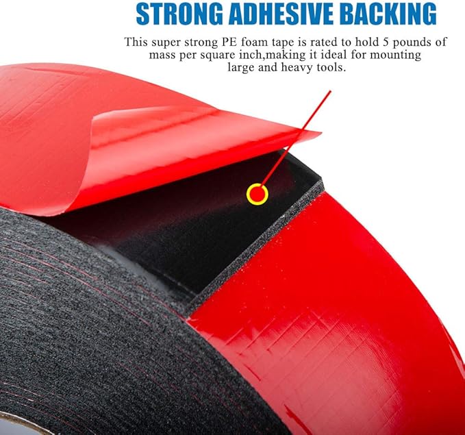 ToLanbbt Double Sided Foam Tape 2.36In x 33FT, Mounting Tape Heavy Duty, Strong Adhesive Weatherproof Seal Strips for DIY Craft Picture Poster, Car & Gap Filling Mountings, Home Office Decor (Black)