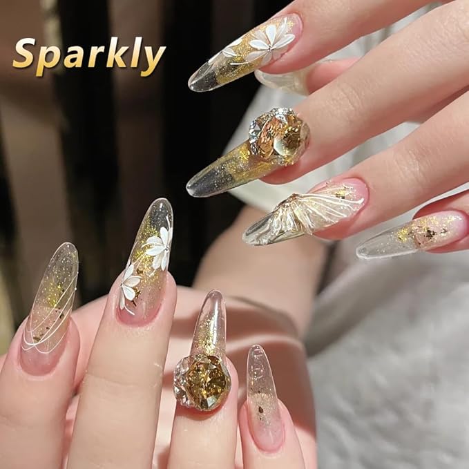 6 Colors Solid Metallic Nail Glitter Powder Set, Gold Foil Flakes for Resin, Holographic Chameleon Sparkly Gilding Flakes Kit for Gel Polish Nail Art Decorations…