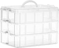 Sooyee 3-Tier Stackable Craft Organizers and Storage Box Plastic with 30 Compartments for Bead, Toys,Dolls, Arts and Craft, Washi Tape, Rock Collection, Ribbons,Clear