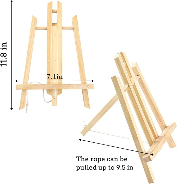 AROIC Wood Easels, Easel Stand for Painting Canvases, Art, and Crafts. (11.8 inch, 10 Pack), Tripod, Painting Party Easel, Kids Student Table School Desktop, Portable Canvas Photo Picture Sign Holder.