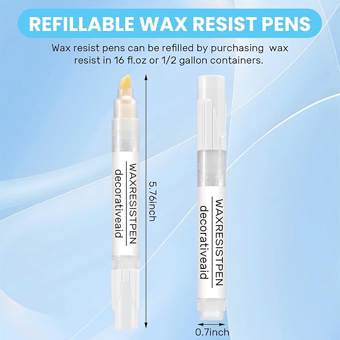 Marspark 2 Set Wax Resist Pens for Pottery Glaze Refillable Ceramic Pens for Decorating Under Pottery Bisque Not Contain Wax