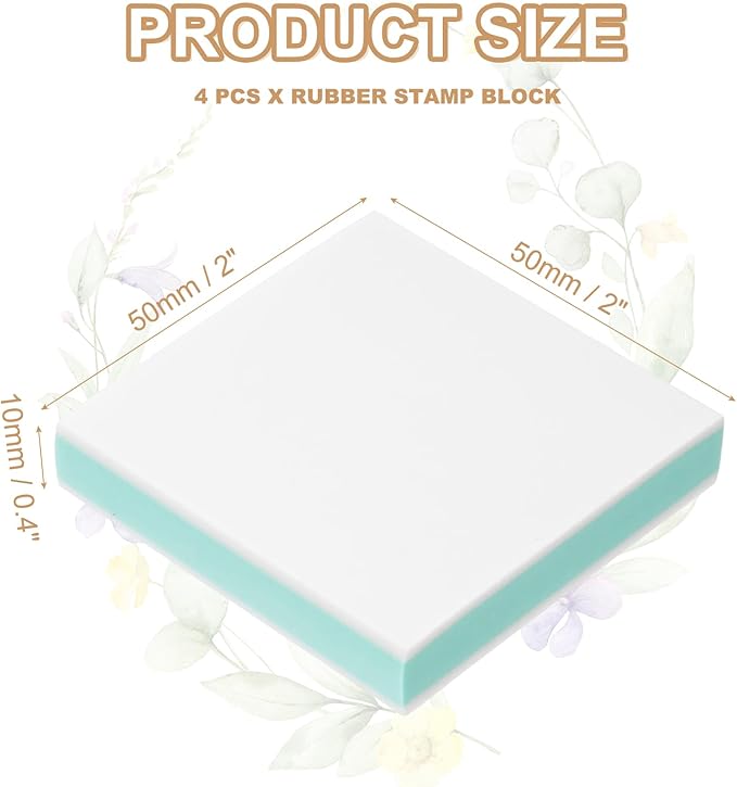 PATIKIL 4Pcs 2X2" Rubber Carving Blocks, Soft Linoleum Art Carving Block Square Crafts Stamp Making for Printmaking Stamps Carving Supplies, Green