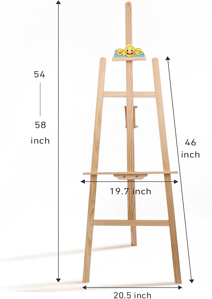 Wooden Easel Stand for Sign and Painting - Adjustable Artist Easel for Adults - Home & Wedding Display, Art Easel with Canvas Holder for Studio, Classroom