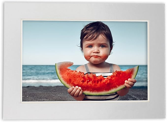 5.5x8.5 Mat for 8.5x11 Frame - Precut Mat Board Acid-Free Metallic Silver 5.5x8.5 Photo Matte for a 8.5x11 Picture Frame, Matboard for Family Photos, Show Kits, Art, Picture Framing, Pack of 25 Mats