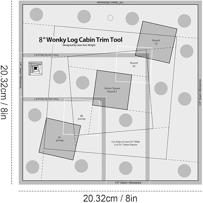 Quilting Ruler, Multi-Purpose Sewing Templates, Motion Sewing Templates, Quilt Templates Acrylic Log Cabin Trim Tool for Cutting Patterns, Sewing Accessories