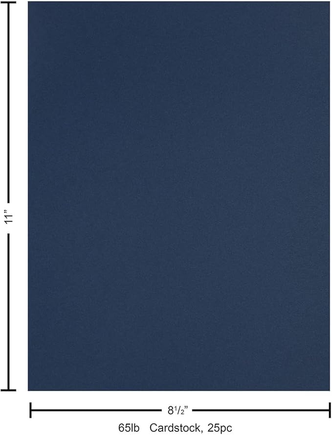 PA Paper Accents Stash Builder Cardstock 8.5" x 11" Empress Blue, 65lb Colored cardstock Paper for Card Making, Scrapbooking, Printing, Quilling and Crafts, 25 Piece Pack
