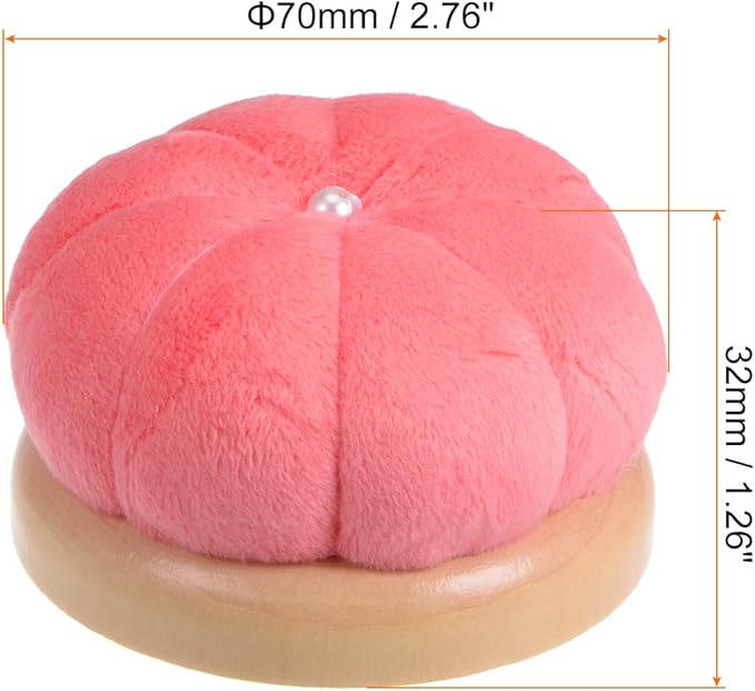 HARFINGTON Wooden Base Needle Pincushions Japanese Style Pin Cushions Round Pin Cushion Needle Holder for Sewing Quilting Needlework DIY Crafts, Watermelon Red