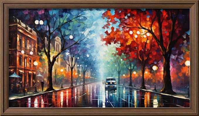 Leczany Cross Stitch Stamped Kit for Adults or Kids - Beautiful Street View | DIY Embroidery Starter Patterns Craft Kit Needlepoint for Beginner | 11CT, 3 Strands | 23.6x13 inches