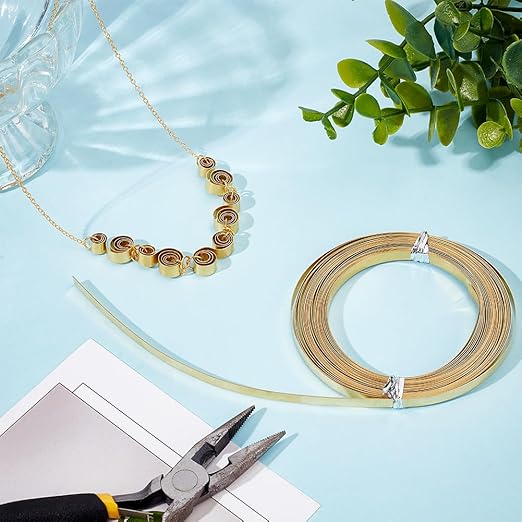 BENECREAT 19.7 Ft 30Gauge Brass Flat Bezel Wire, 5mm Wide Flat Jewelry Craft Wire for DIY Jewelry Craft Making Gem Wrapping