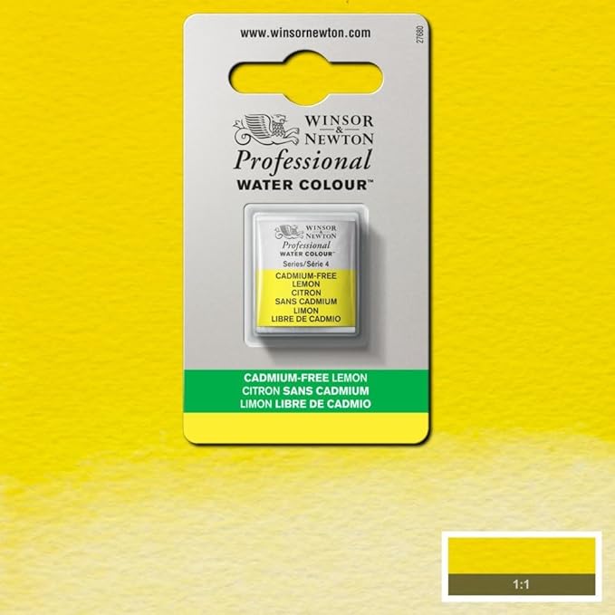Winsor & Newton Professional Water Colour Paint, Half Pan, Cadmium-Free Lemon