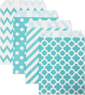 KEYYOOMY 200 Pcs Teal Blue Candy Buffet Bags - Small Polka Dot Paper Treat Bags for Wedding & Birthday Party (5 x 7 inch)