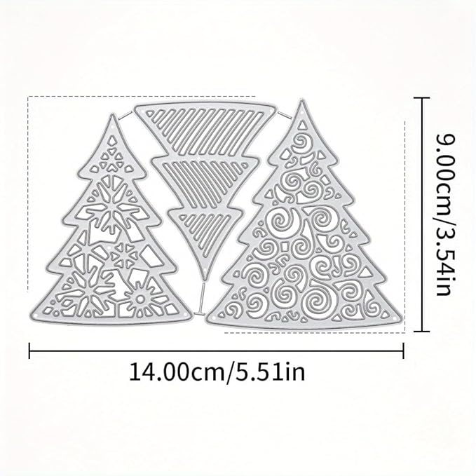 Lapoo Festivals Metal Cutting Die for Scrapbooking - Durable, Cut Stencils for DIY Scrapbook Photo Album Decorative Paper Card, Card Making Supplies, Embossing (A Christmas Tree Set 5.5 x 3.5 in)
