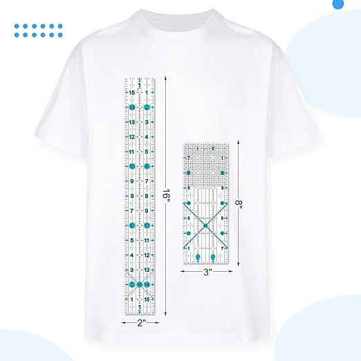 Quilting Ruler, 8 Piece Acrylic Quilting Templates, Sewing Ruler, Fabric Cutting Ruler with Non-Slip Rings, Quilting and Sewing (6"x17", 3"x17", 2"x16", 1.5"x12", 1"x12", 1"x6", 8"x3") (Blue)