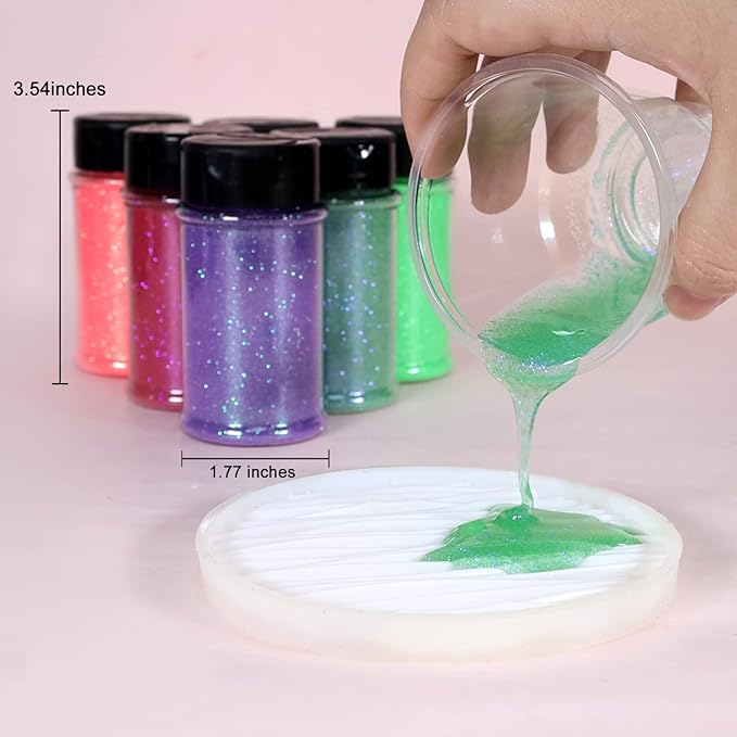 Renfio Iridescent Ultra Fine Glitter Powder Resin Supplies Glitters 1.94 Oz (55g) PET Flake Crafts Sequins 1/128" 0.008" 0.2mm Epoxy Chips Flakes for Tumblers Slime Olympic Decorations - Yellow