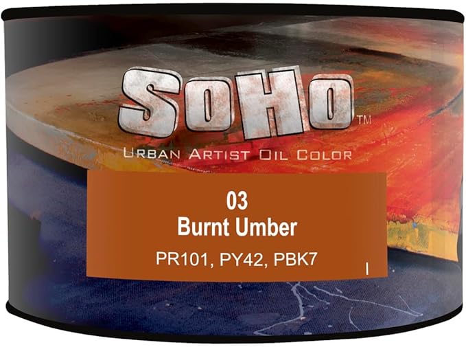 Soho Urban Artist Oil Paint - Burnt Umber, 430 ml Can - Best Valued Oil Colors for Painting, Excellent Pigment Load